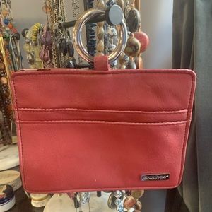 Red leather “Pouchee” purse organizer